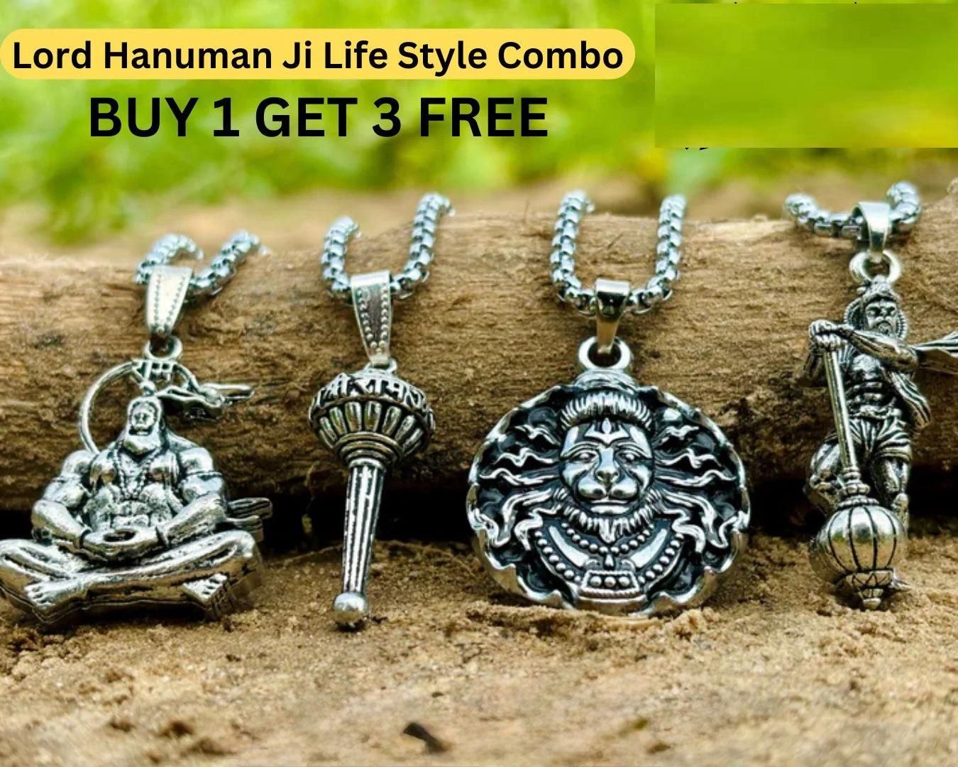 Lord Hanuman Chain With Pendant (Buy 1 get 3 Combo)