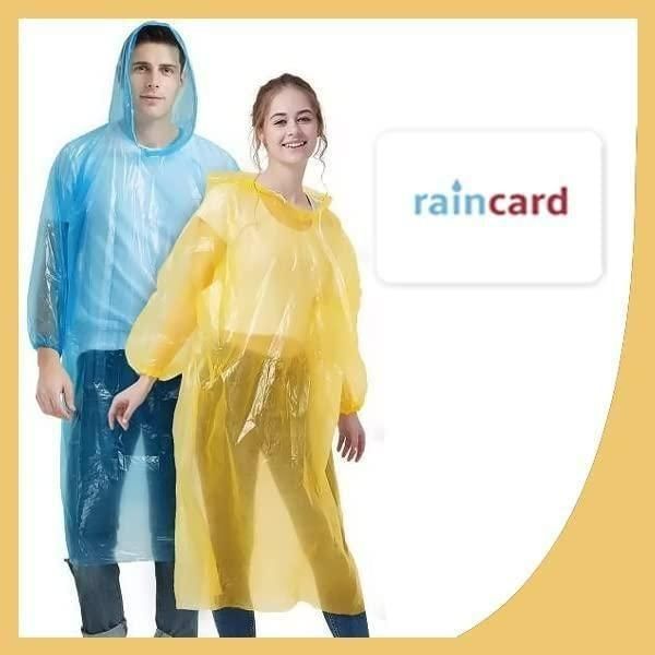 FULLY REUSABLE Wallet Rain Card Rain Coat (Set of 5) Multicolour