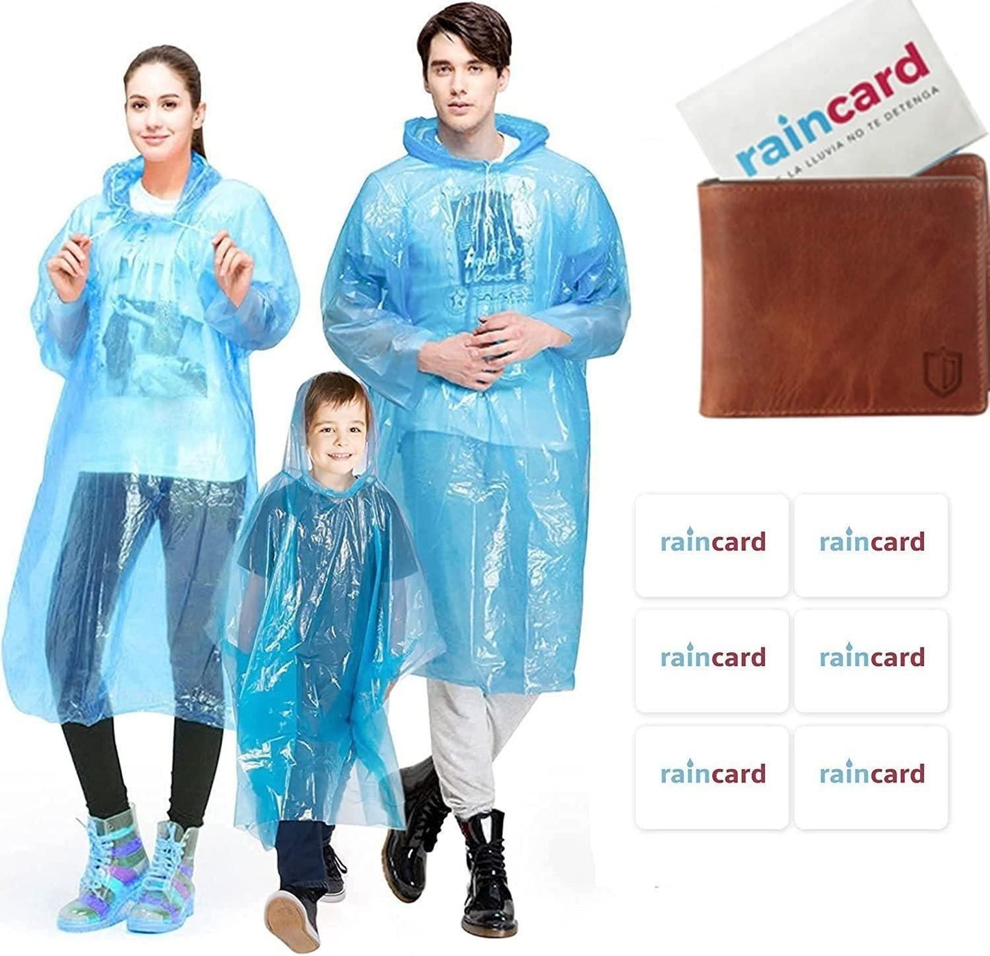 FULLY REUSABLE Wallet Rain Card Rain Coat (Set of 5) Multicolour